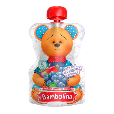 Пюре Яблоко Голубика 100 г с 6 месяцев Bambolina 1